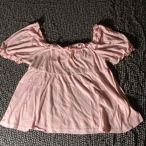 Pink Women's ruffle sleeved Top w/ bow